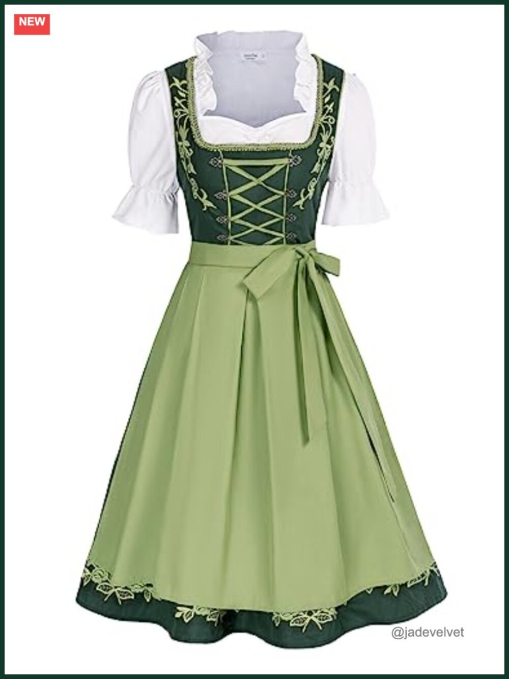 Women's German Dirndl Costume 3-Piece Oktoberfest Dress with Apron